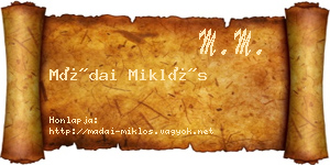 Mádai Miklós névjegykártya